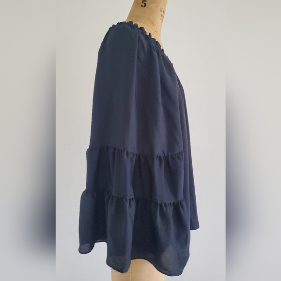 By Anthropologie "Gloria" Bell Sleeves Off Shoulder Top, size 1X, black - Picture 6 of 11